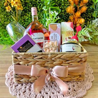 CESTA GOURMET ROSÉ - VINHO PORTUGUÊS CALAMARES