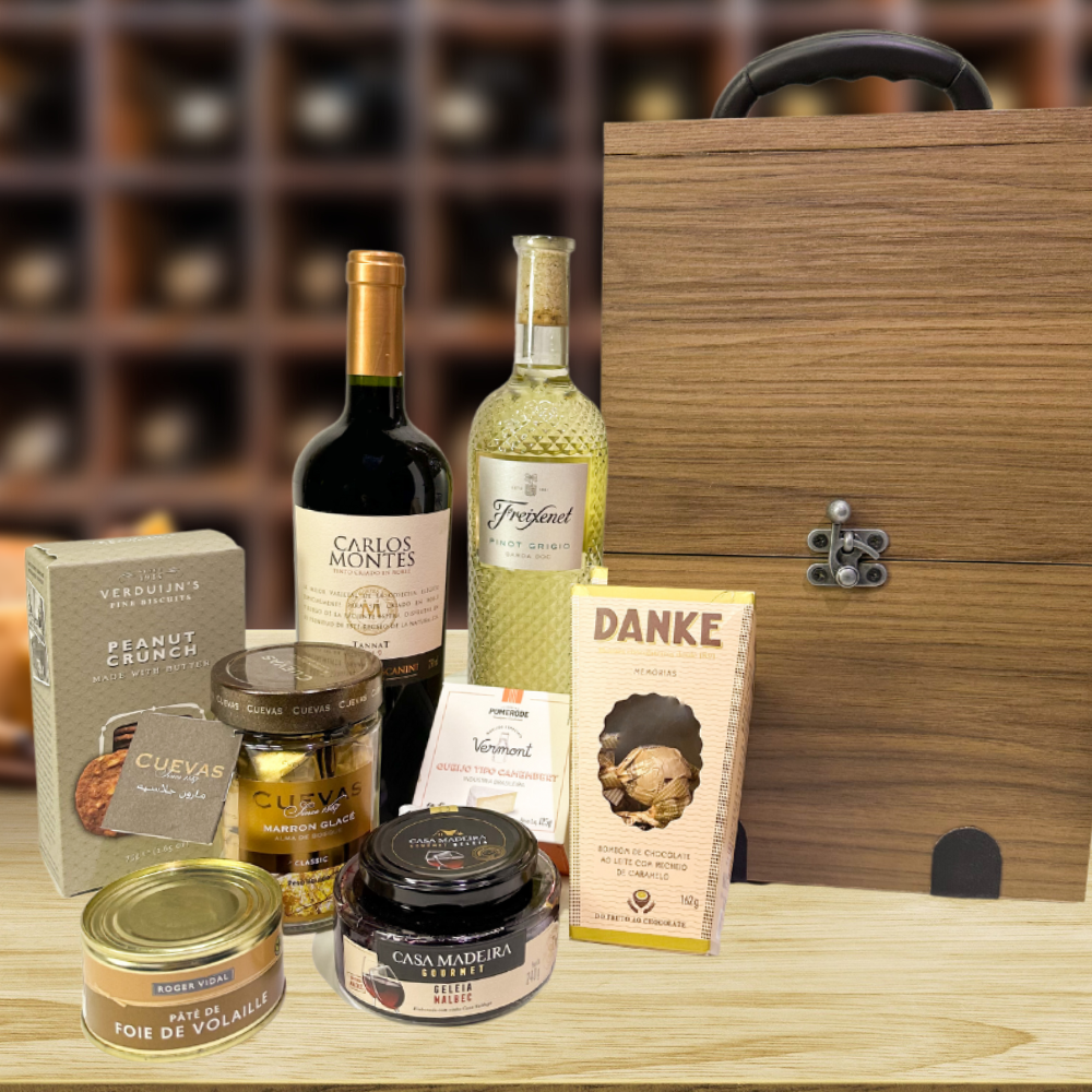 KIT VINHO GOURMET - PORTA VINHOS