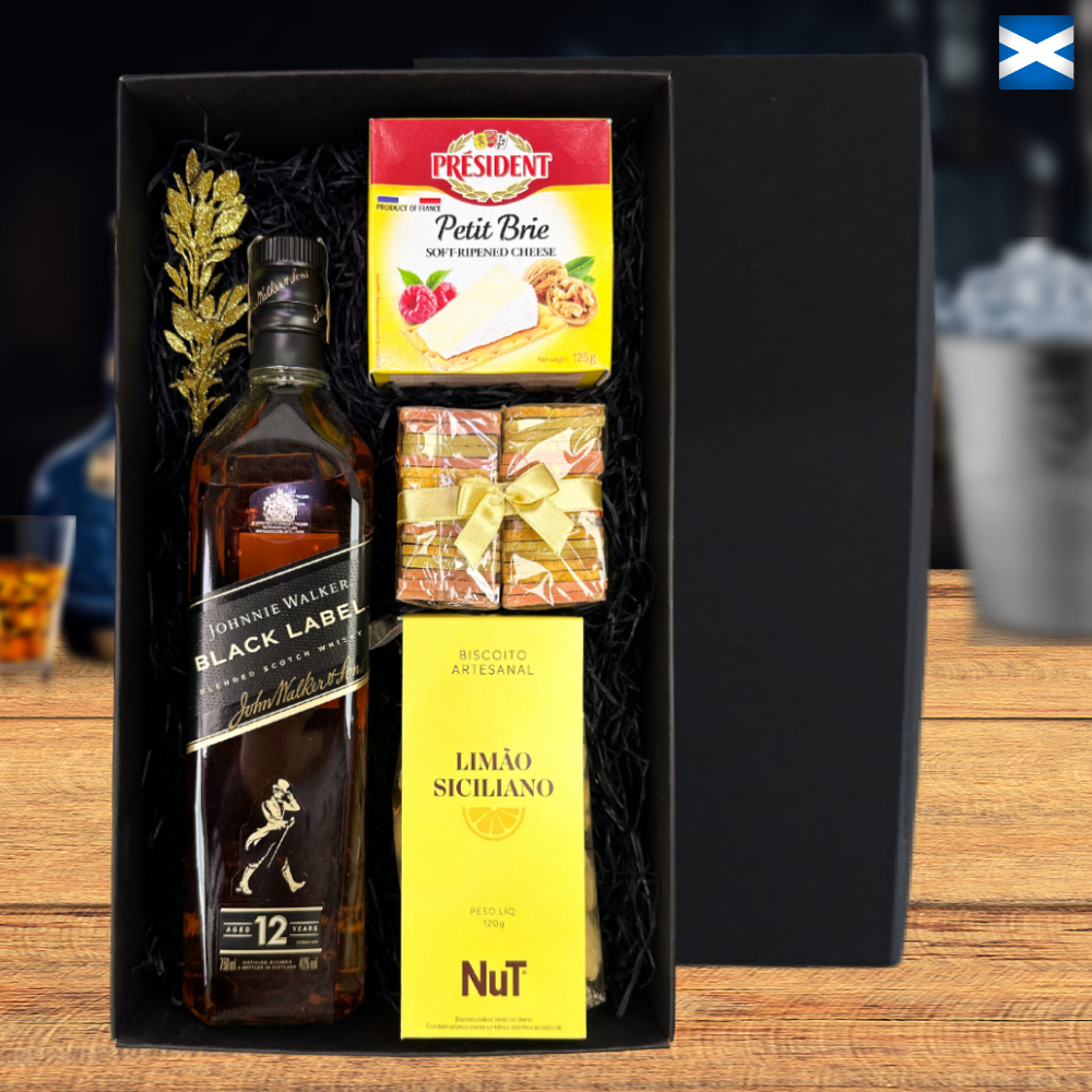 KIT WHISKY ESCOCÊS - BLACK LABEL & PETIT BRIE